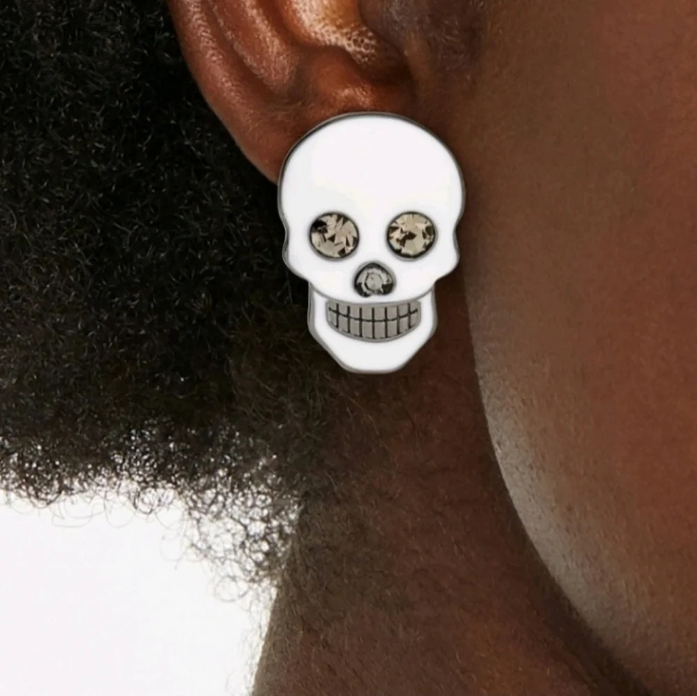 NEW Sugarfix Baublebar Skeleton Bone To Shine Skull Enamel Halloween Earings.